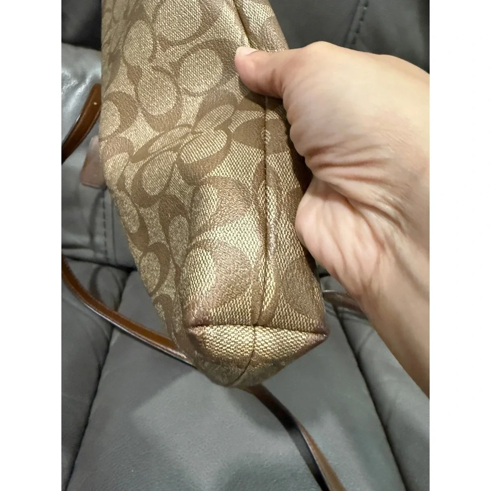 Coach F58297 Signature Canvas File Crossbody Bag Khaki‎ Saddle Brown Messenger